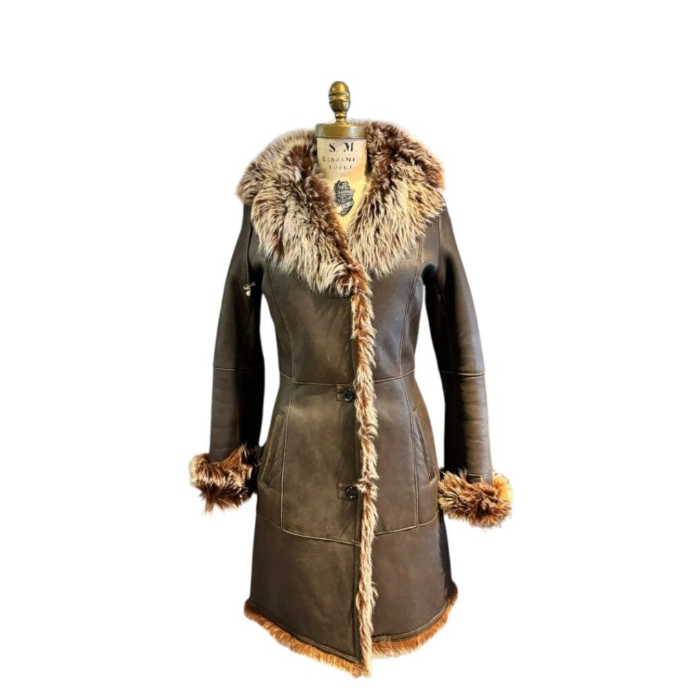 Danier Brown Sheepskin Coat, Small